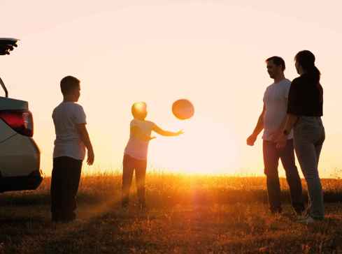 Family Football Sunset